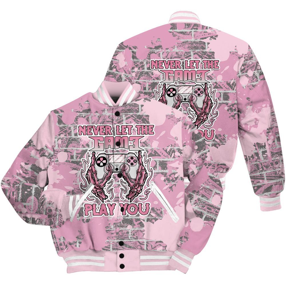 Varsity Jacket To Match Orchid 4s Shirt - PlayGame Skull Brick All Over Print