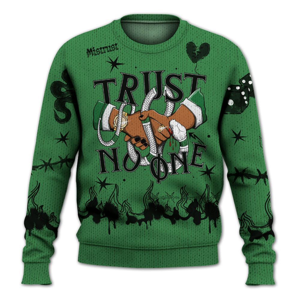 Knitted Sweater To Match Lucky Green 1s - Trust No One Snake-Bite Doodle Crayon