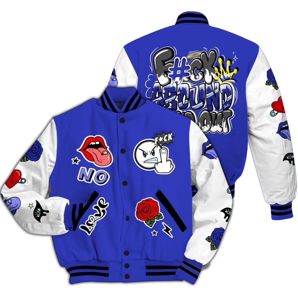 Varsity Jacket To Match Retro Black Concord 12s - FK Around Find Out All Over Print