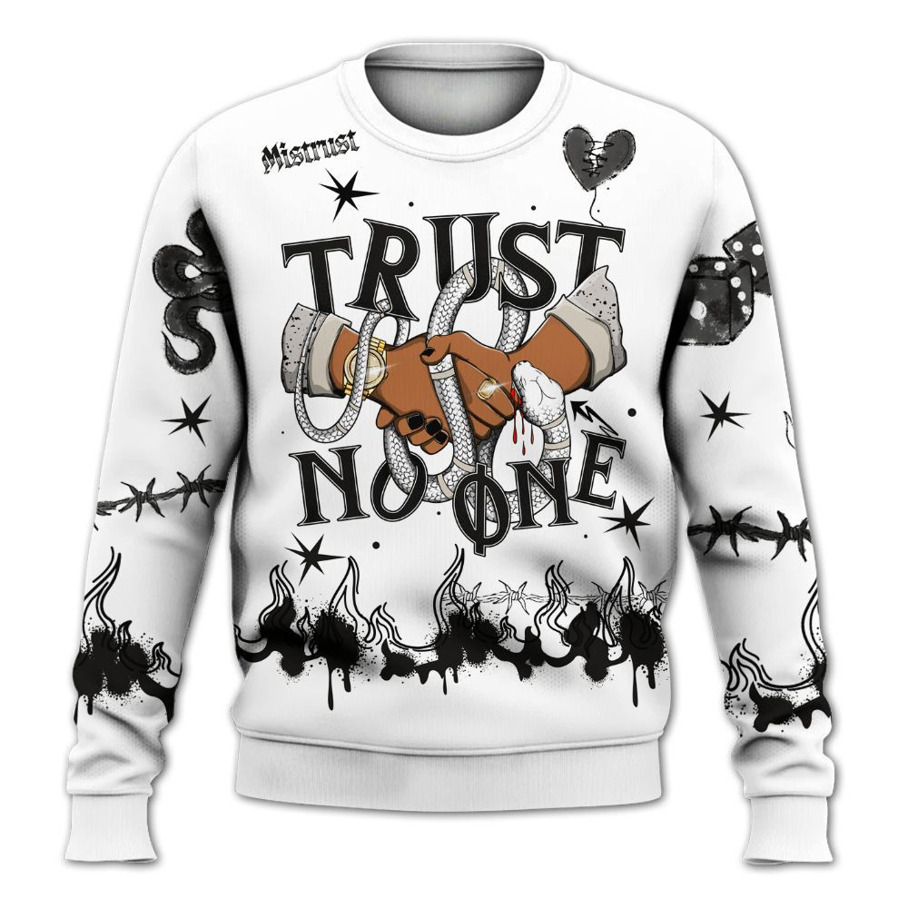 Sweatshirt To Match Retro Reverse Metallic 5s - Trust No One Snake-Bite Doodle Crayon All Over Print