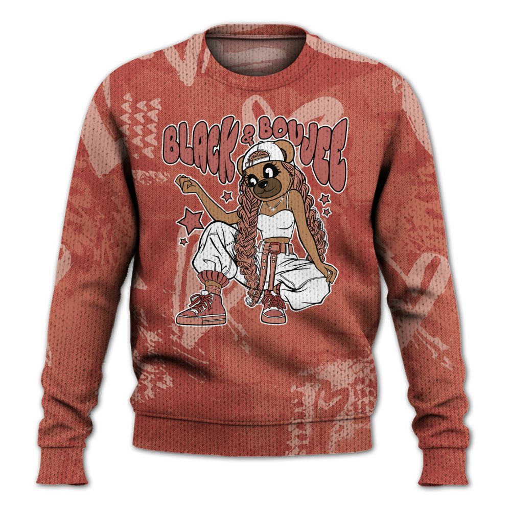 Knitted Sweater To Match Dune Red 13s - Boujee Girls Bear Heart Grunge