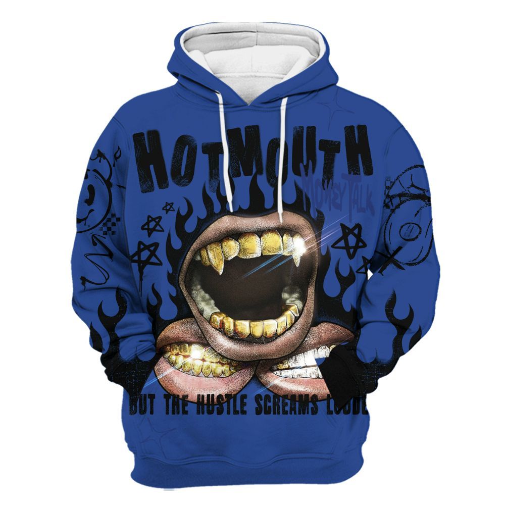 Hoodie To Match Retro Hyper Royal 13s - Mouth Burning Street Style All Over Print