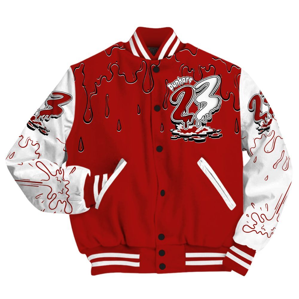 Varsity Jacket To Match High OG Varsity Red 1s - Custom Name 23 Drip Sludges All Over Print