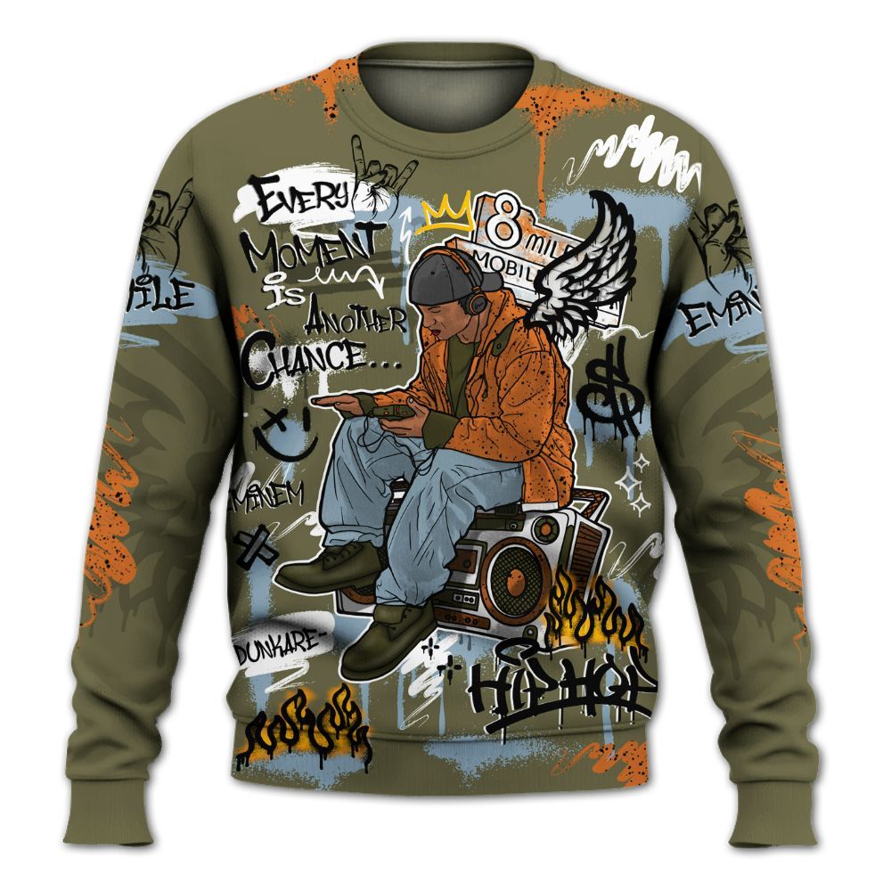 Sweatshirt To Match Olive 5s - 8Mile Movie Graffiti All Over Print