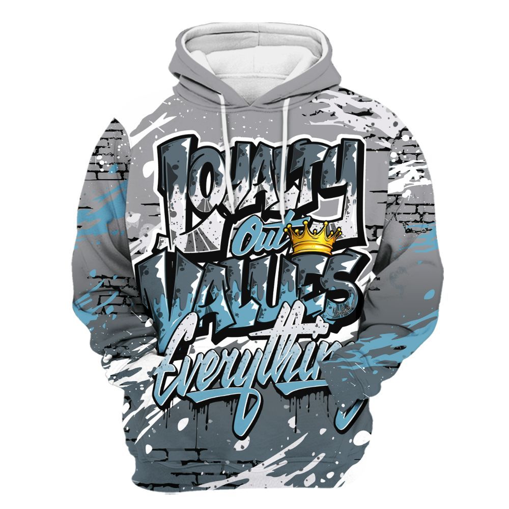 Hoodie To Match Retro Light Graphite Wolf Grey 5s - Values Of Loyalty Drip All Over Print