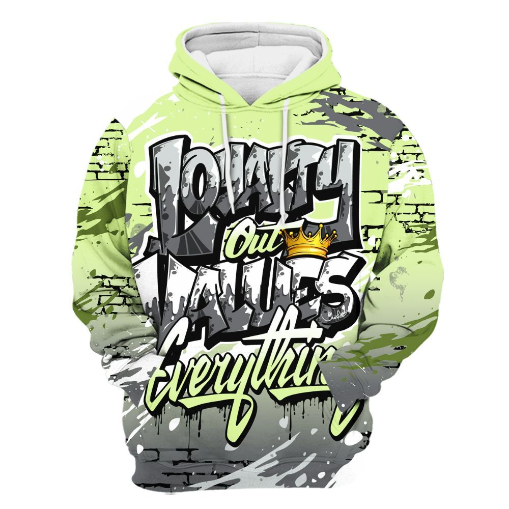 Hoodie To Match Smoke Grey Volt TR 1s - Values Of Loyalty Drip All Over Print