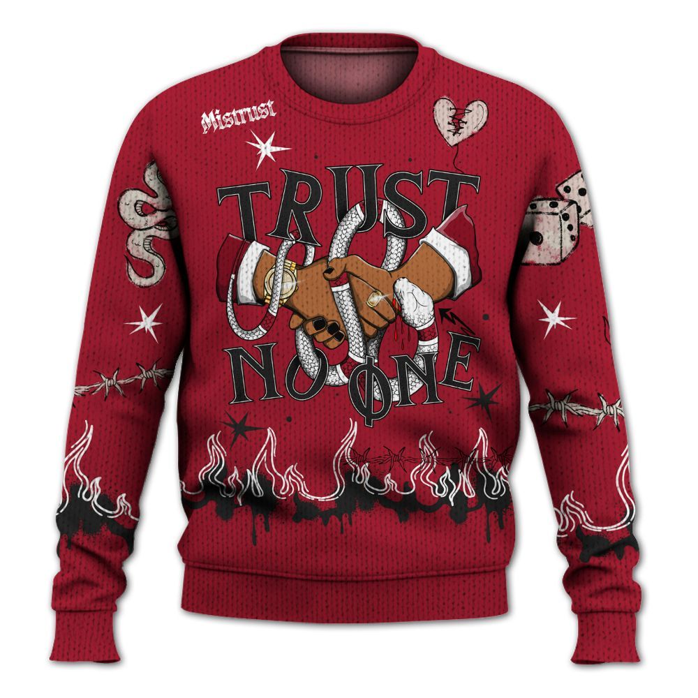 Knitted Sweater To Match High OG Black Toe Reimagined 1s - Trust No One Snake-Bite Doodle Crayon