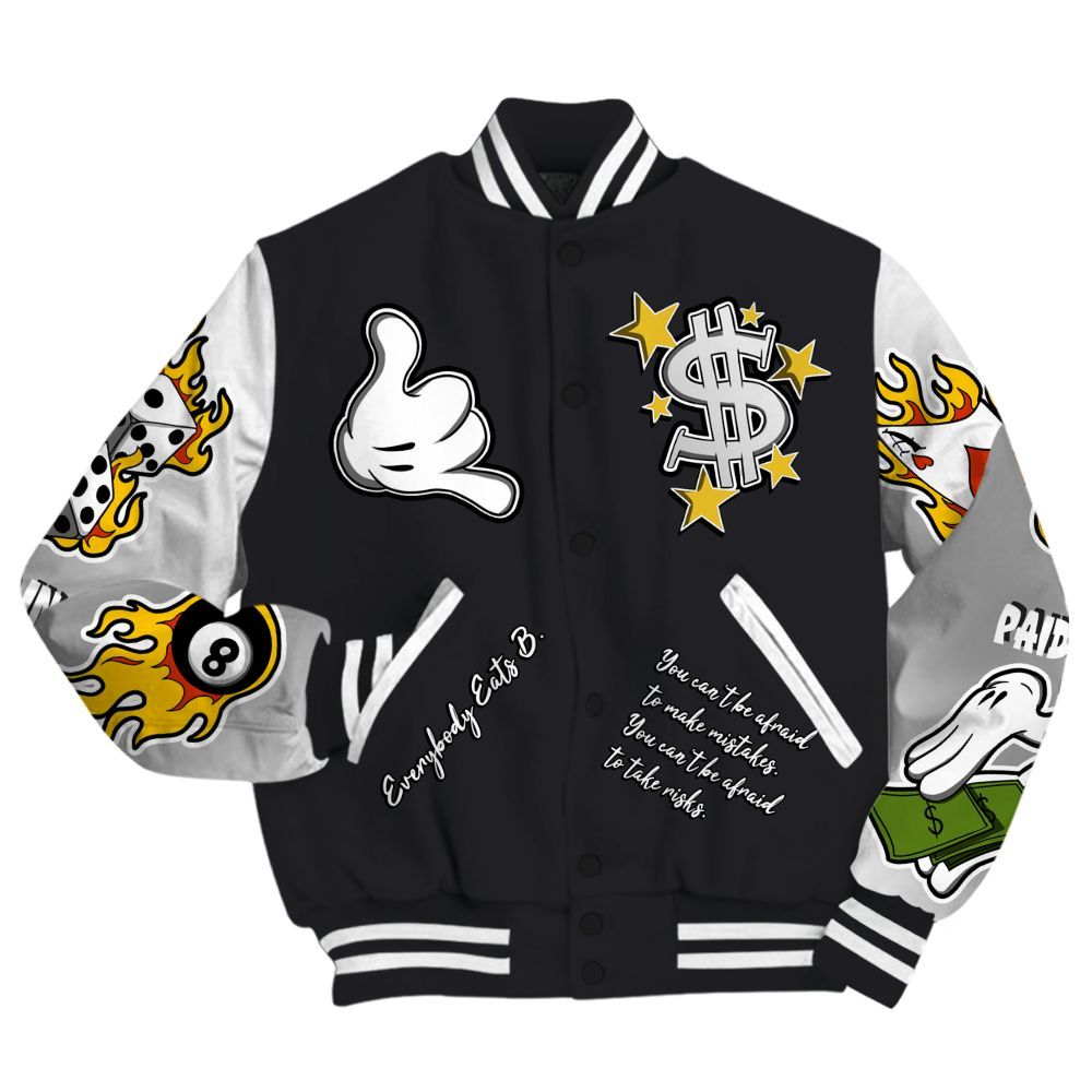Varsity Jacket To Match Black Patent Low 17s - Everybody Paid In Full Graphic All Over Print