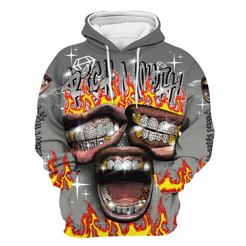 Hoodie To Match Paris Olympics 4s - Rich Mouth Fire Rap Retro 90s All Over Print