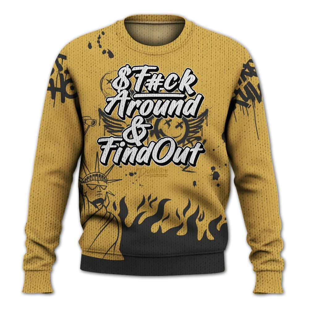 Knitted Sweater To Match Retro Light Ginger 14s - Graphic Fck Around Find Out