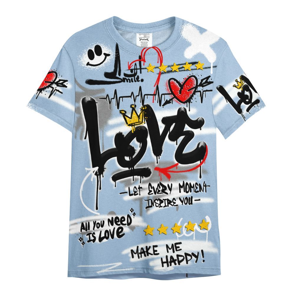 Shirt To Match High University Blue 1s - Happy Love Beats Graffiti Streetwear All Over Print