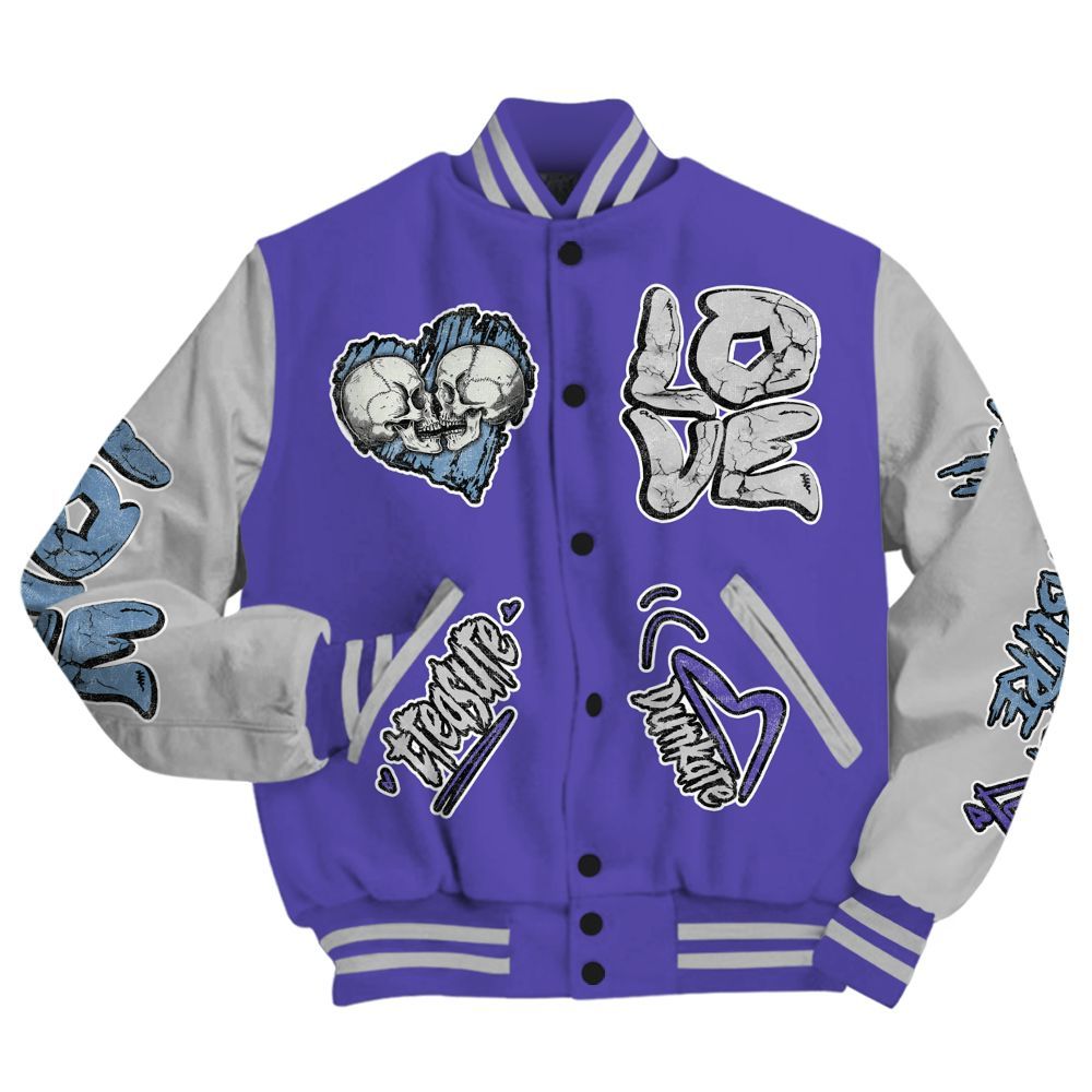 Varsity Jacket To Match Retro Concord 5s - Skull Love All Over Print