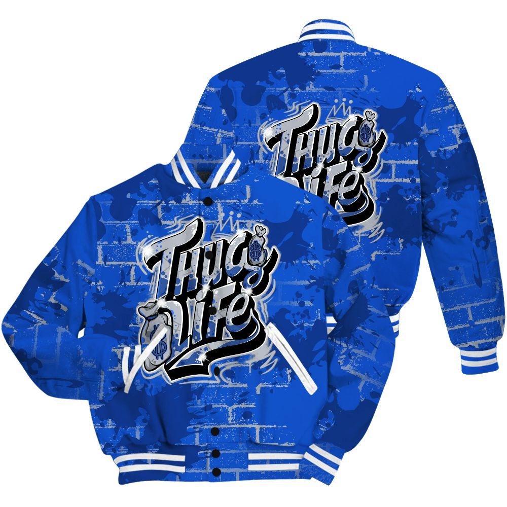 Varsity Jacket To Match Air Foamposite One Royal Shirt - Free Thug Living Graphic Brick Art All Over Print