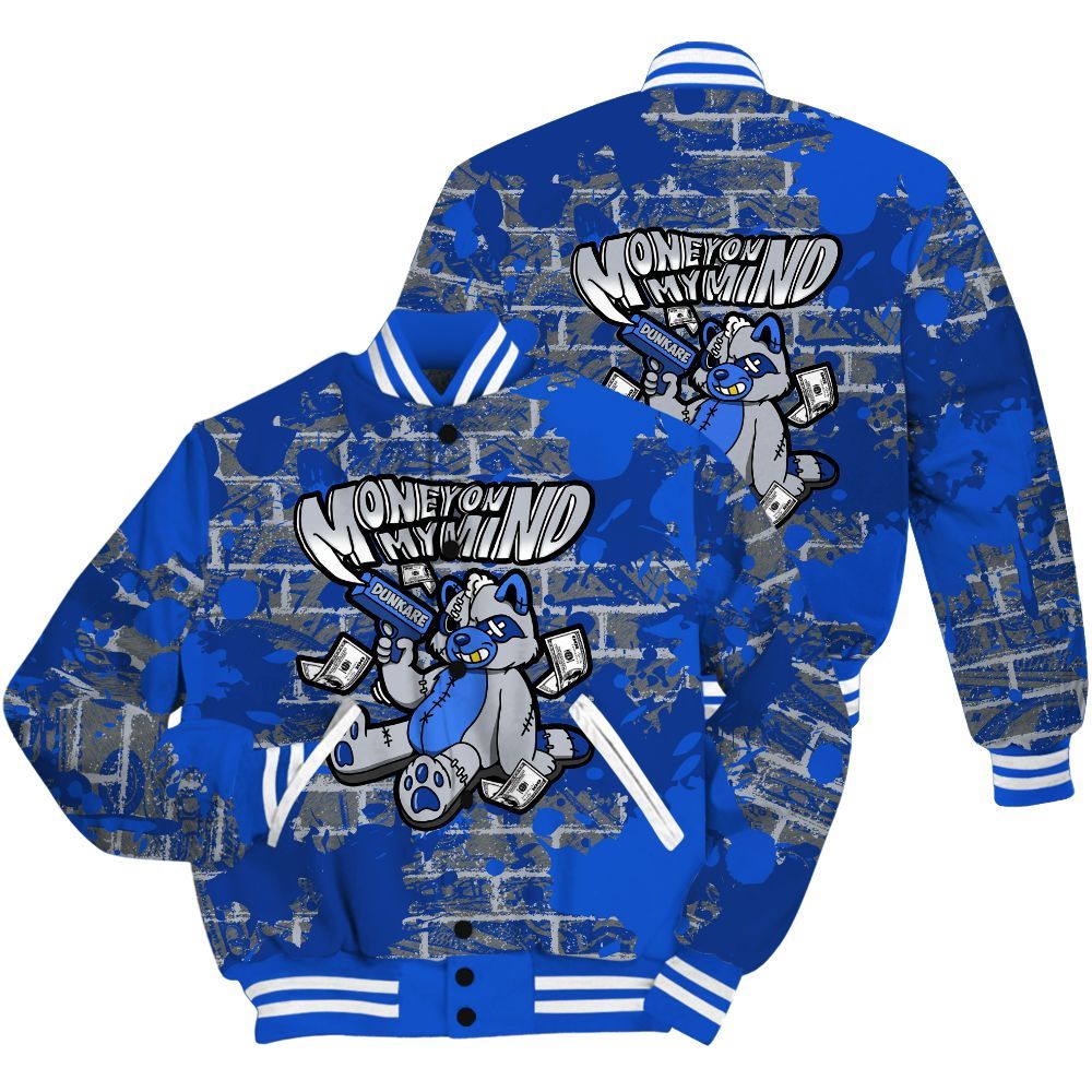 Varsity Jacket To Match Air Foamposite One Royal Shirt - Money On My Mind Raccoon Brick All Over Print