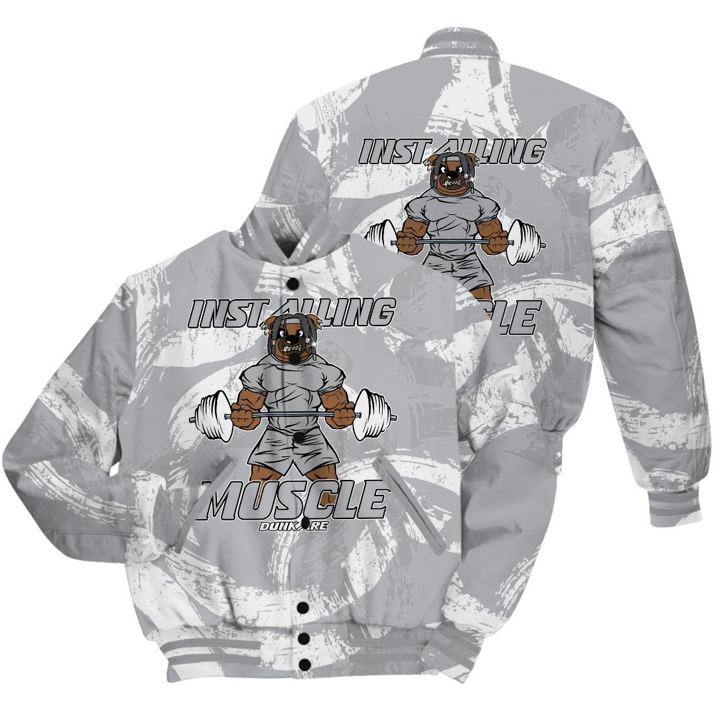 Varsity Jacket To Match Low OG Wolf Grey 1s Shirt - Installing Muscle Bear Circle Slpash All Over Print