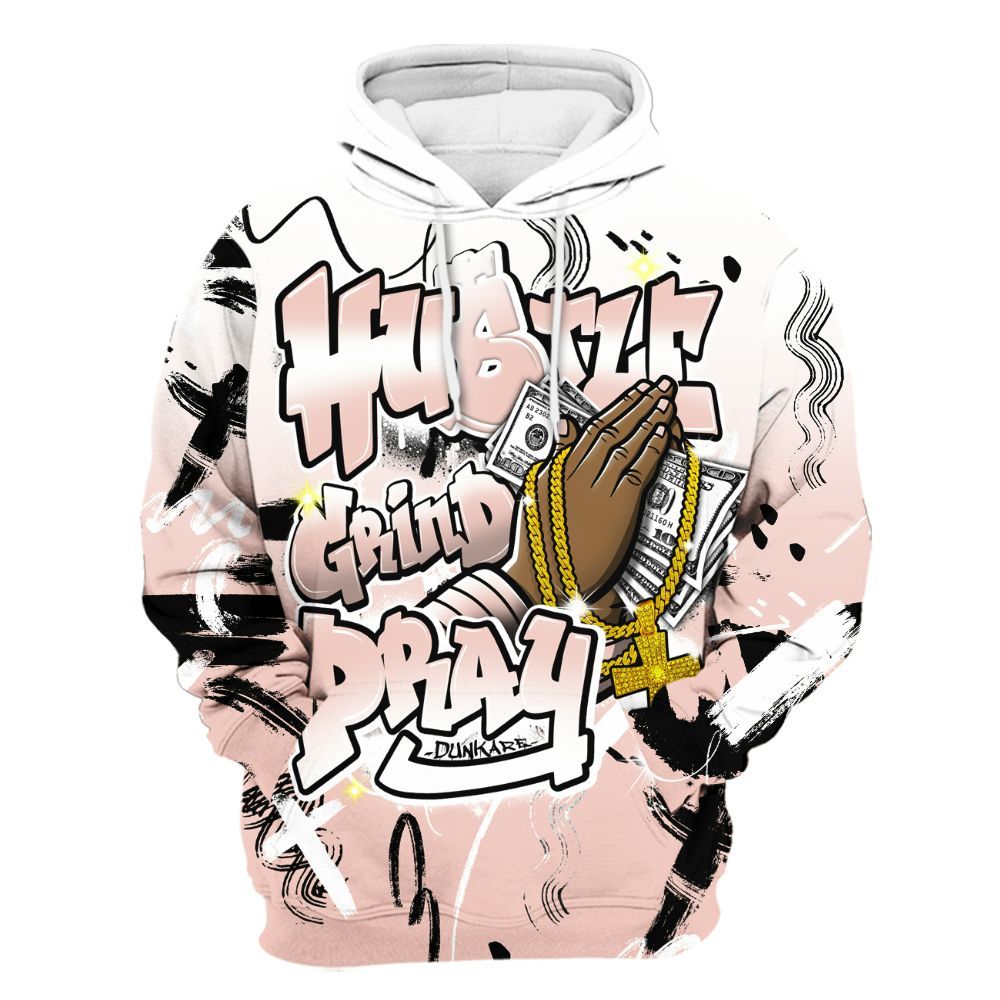Hoodie To Match Low Legend Pink 11s - Money Hustle Grind Pray All Over Print