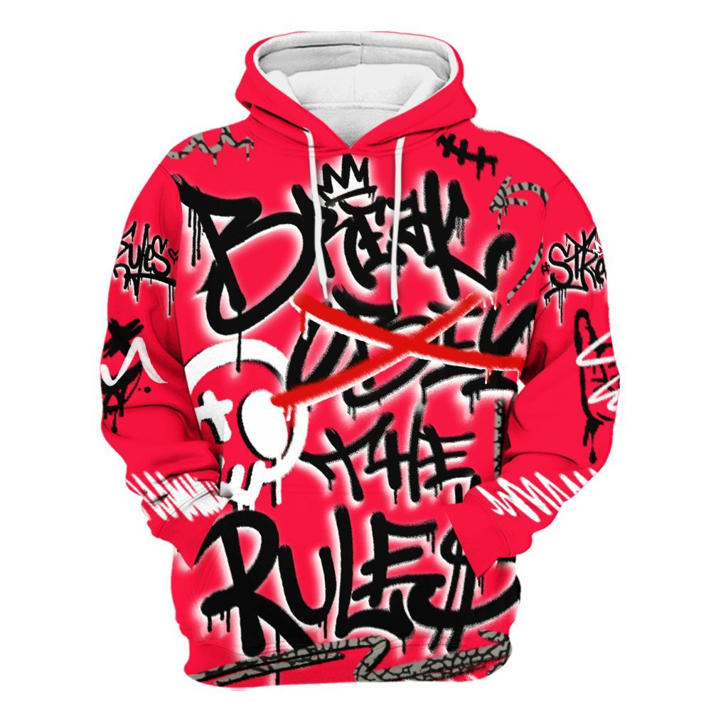 Hoodie To Match Retro Fire Red 3s - Break Rules Streetwear All Over Print