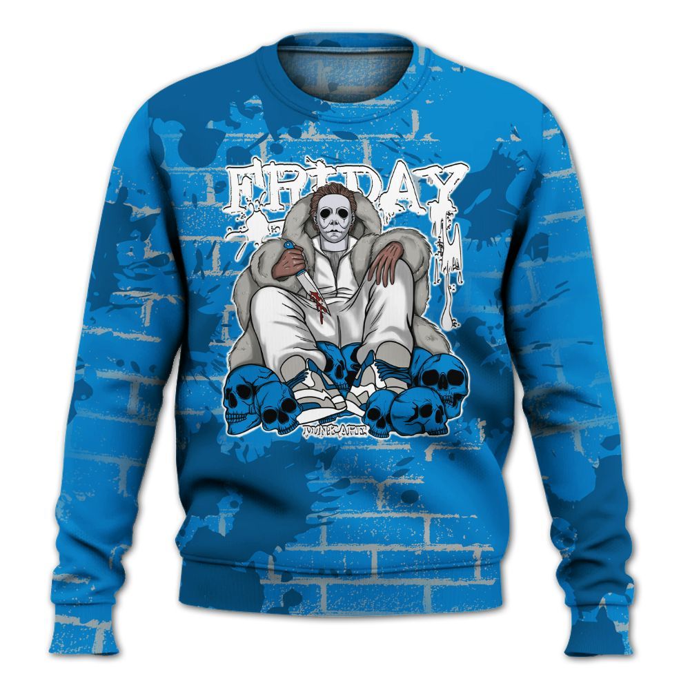 Sweatshirt To Match Military Blue 4s - Friday Brick All Over Print