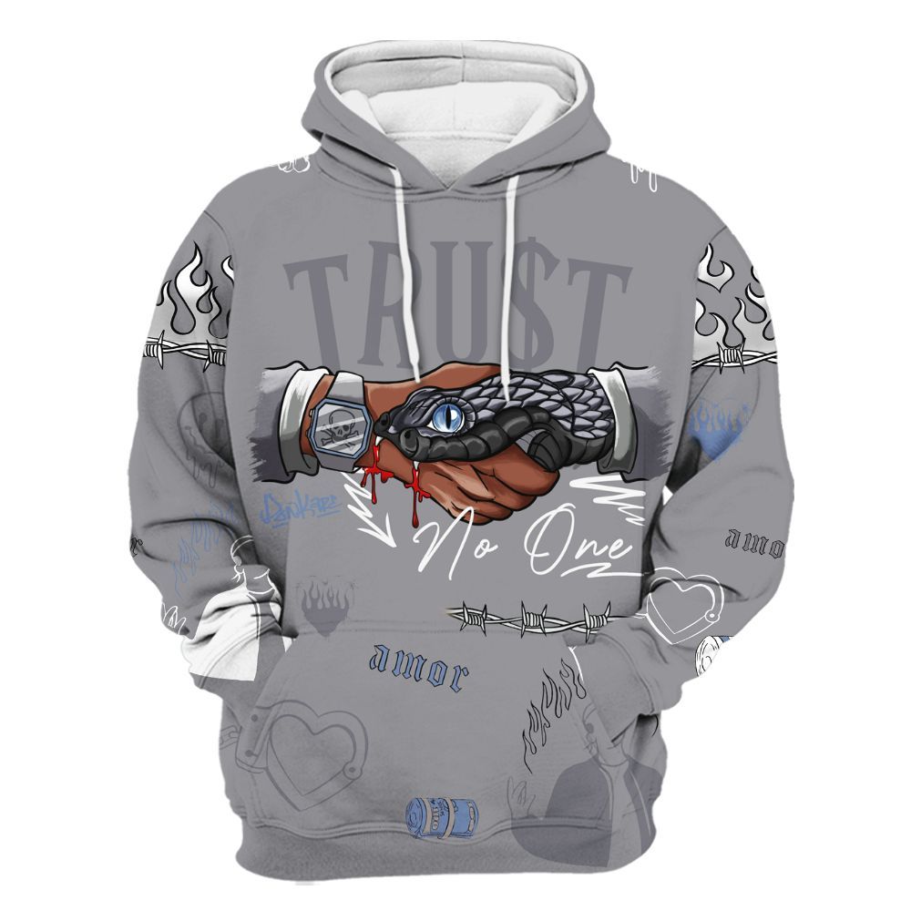 Hoodie To Match Cement Grey 11s - Snake Trust No One All Over Print
