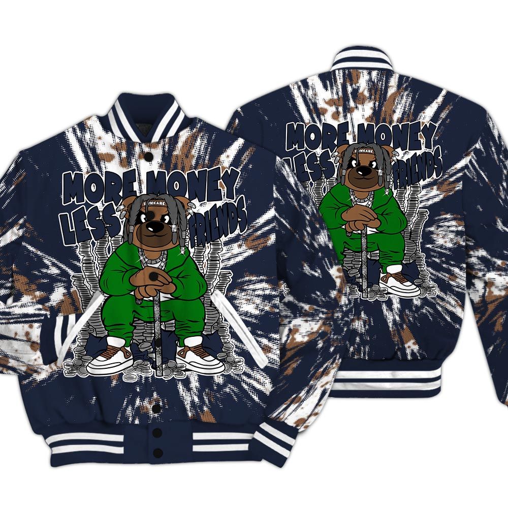 Varsity Jacket To Match Midnight Navy 13s - More Moneys Bear Luxury Varsity Jacket Unisex