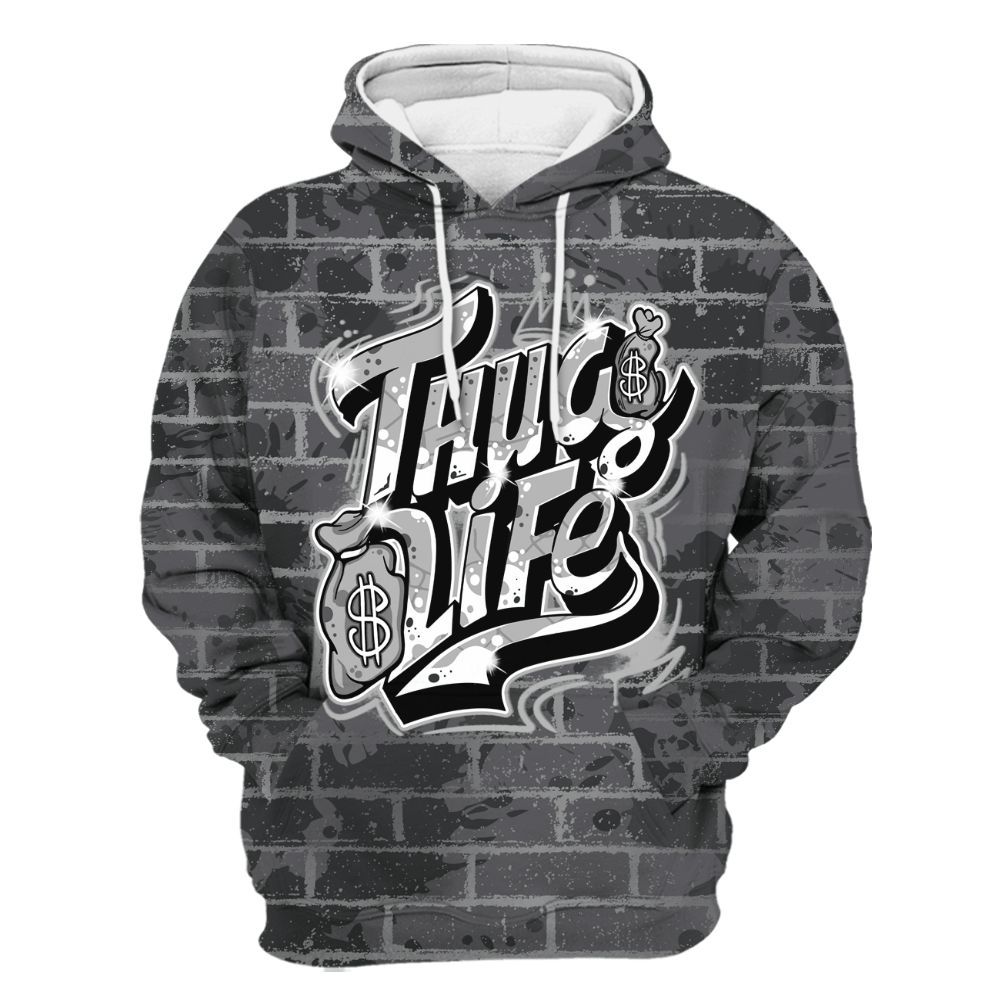 Hoodie To Match White Thunder 4s - Free Thug Living Graphic Brick Art All Over Print