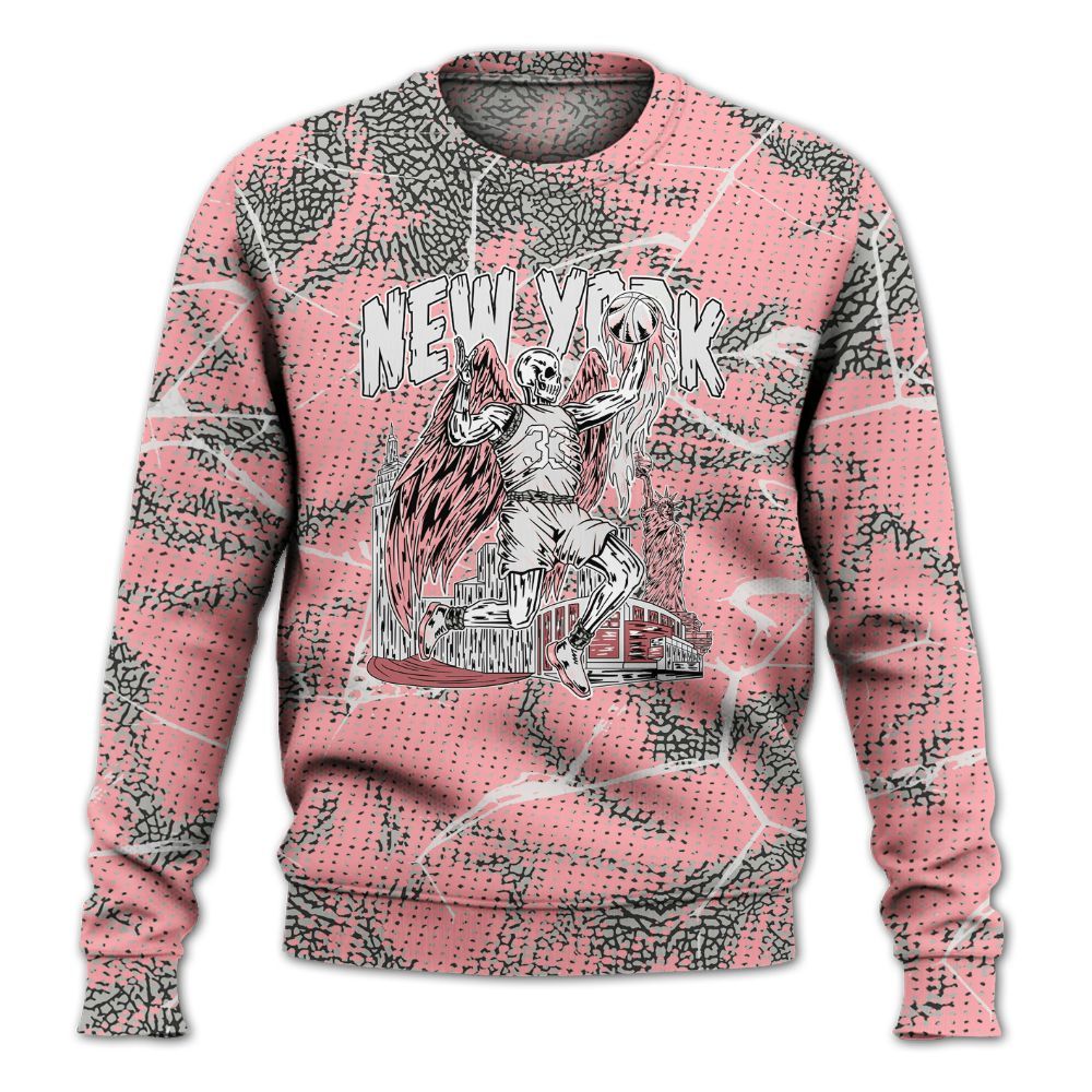 Sweatshirt To Match Retro Wings 3s - Ewing Era Skeleton Crack All Over Print