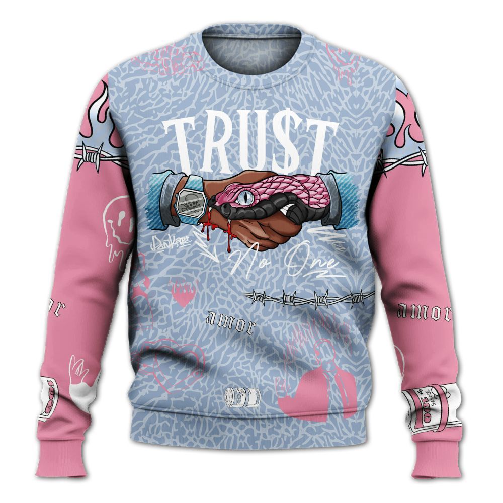 Sweatshirt To Match Denim Pink Glow 3s - Snake Trust No One All Over Print