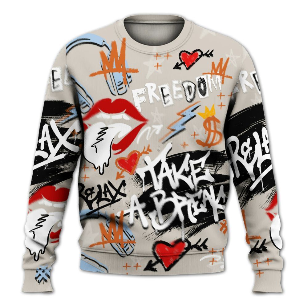 Sweatshirt To Match SE Craft 5s - Take Break Freedom Graffiti Streetwear All Over Print
