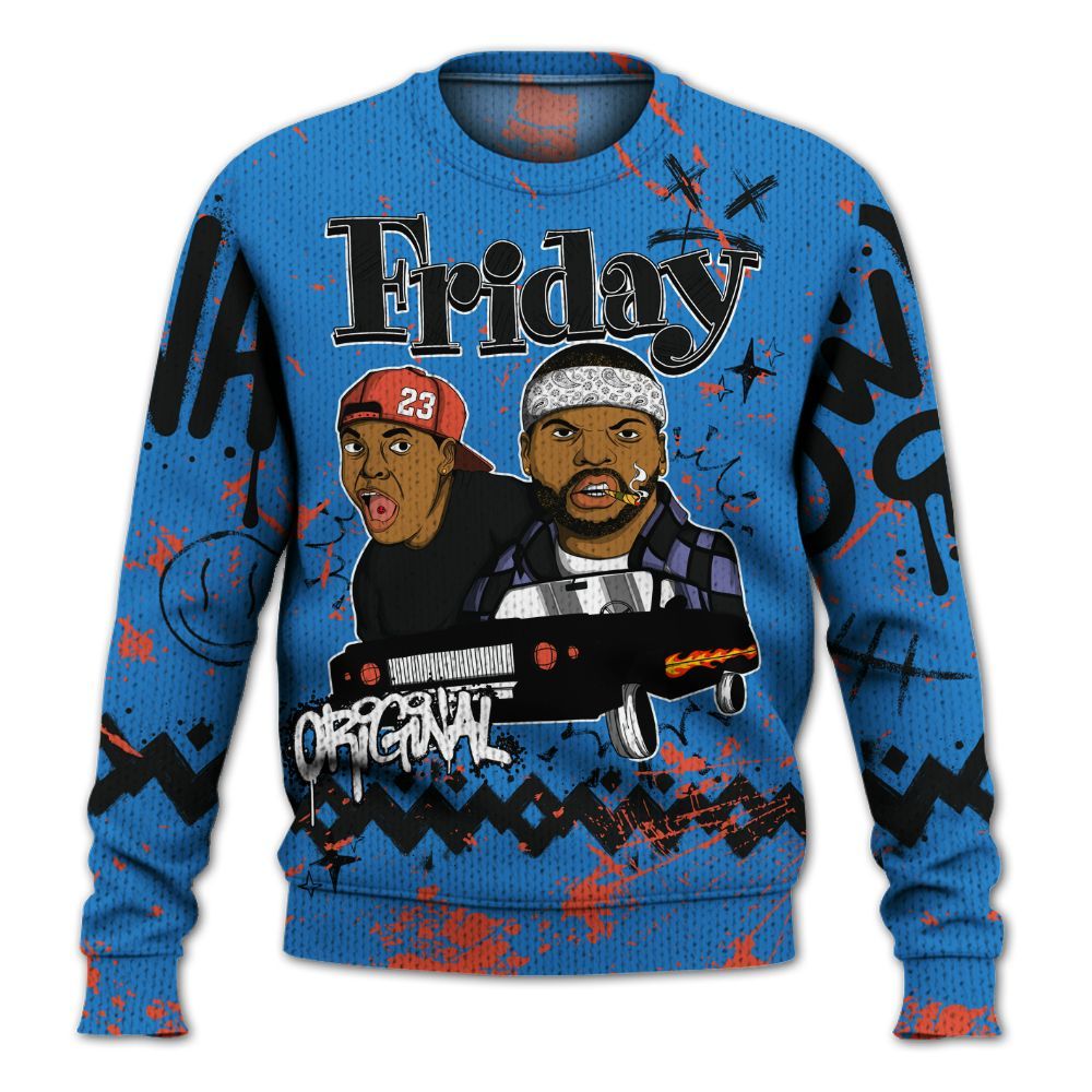 Knitted Sweater To Match Hi-Res Blue 700s - Friday Sneaker Crayon