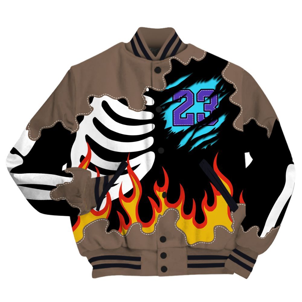 Varsity Jacket To Match Olive Concord 9s - Burning Skeleton 23 G.O.A.T All Over Print