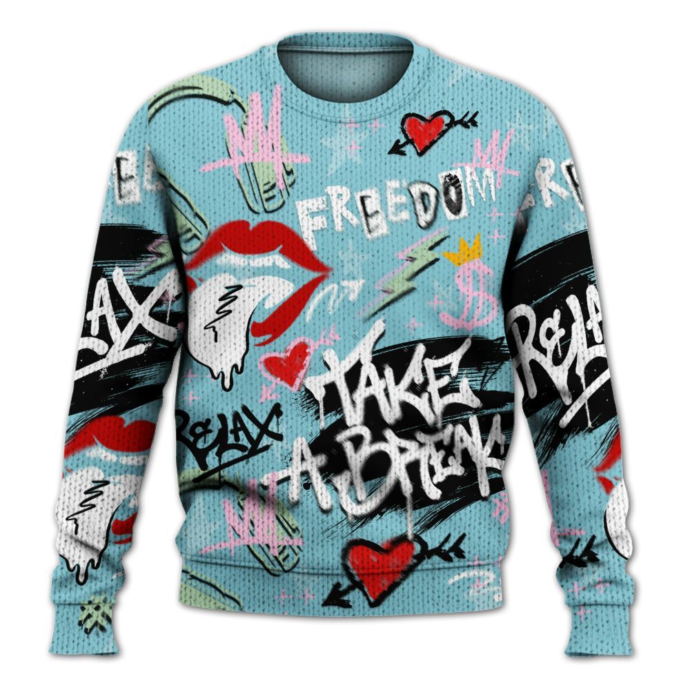 Knitted Sweater To Match SB Dunk Low Visty - Take Break Freedom Graffiti Streetwear