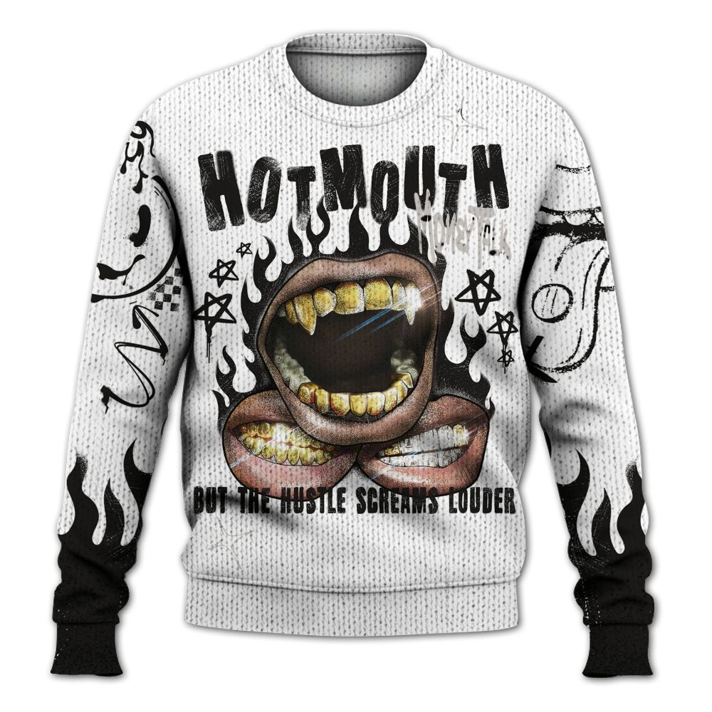 Knitted Sweater To Match Retro Reverse Metallic 5s - Mouth Burning Street Style