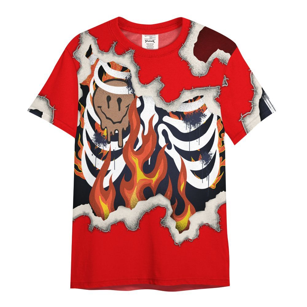 Shirt To Match Low OG Howard University 1s - Skeleton On Fire Skrrt All Over Print