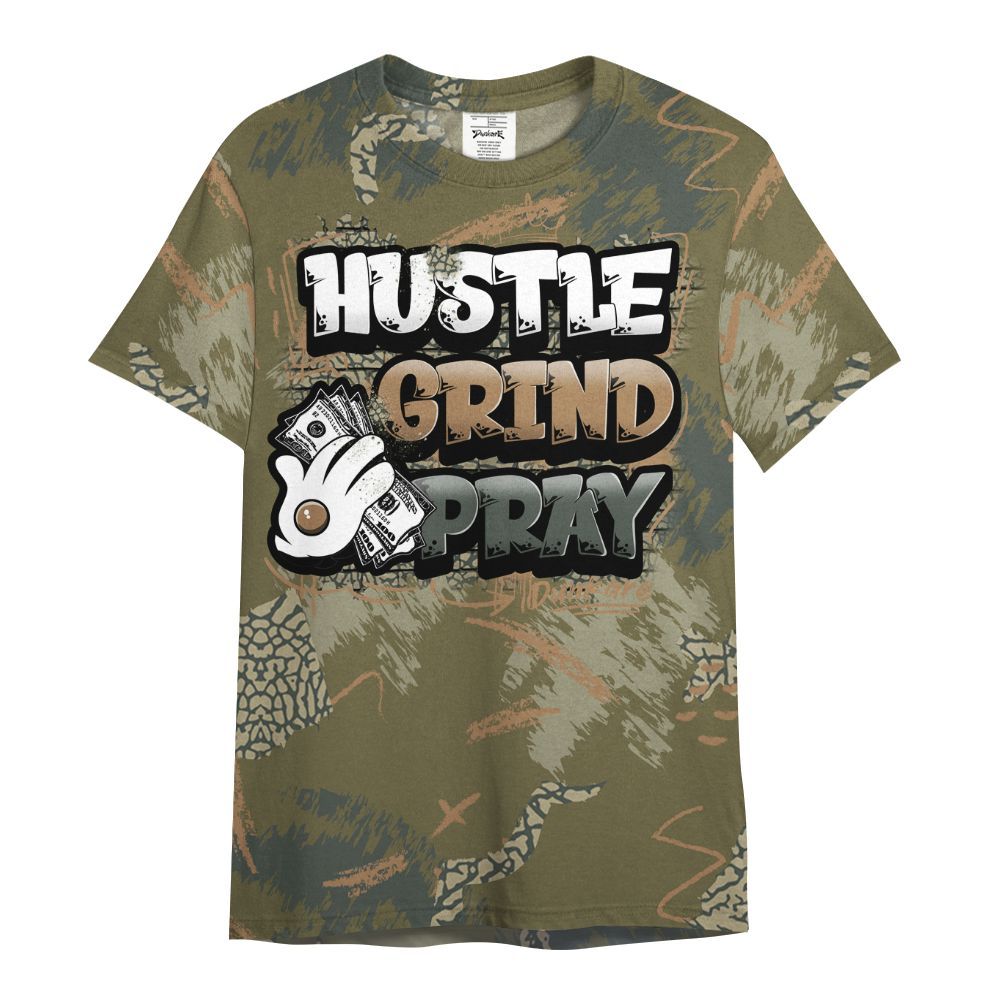Shirt To Match Retro Family Affair 3s - Hustle Grind Pray Graphic Street Style All Over Print