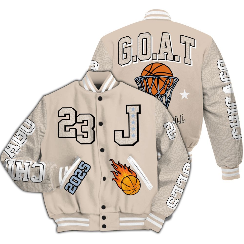 Varsity Jacket To Match Desert Sand 3s - Chicago 23 Basketball All Over Print