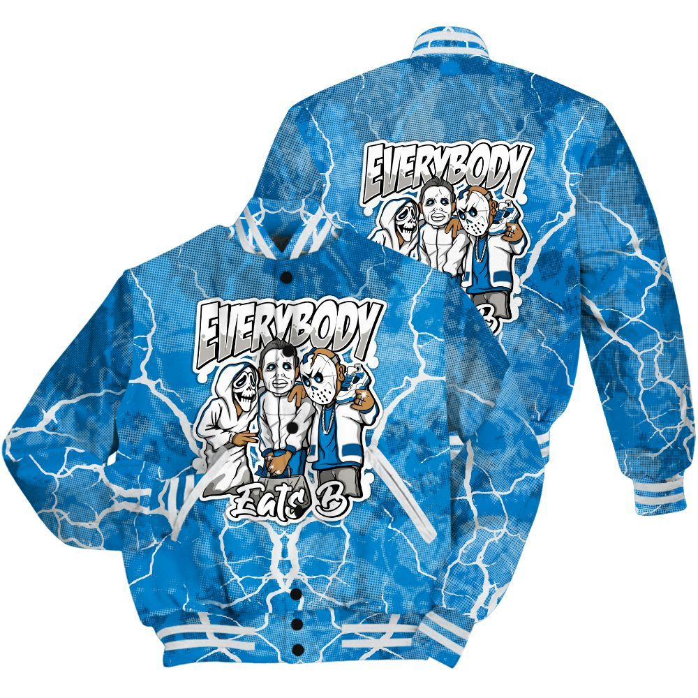 Varsity Jacket To Match Industrial Blue 4s Shirt - Everybody Eatin B Graphic Halloween All Over Print