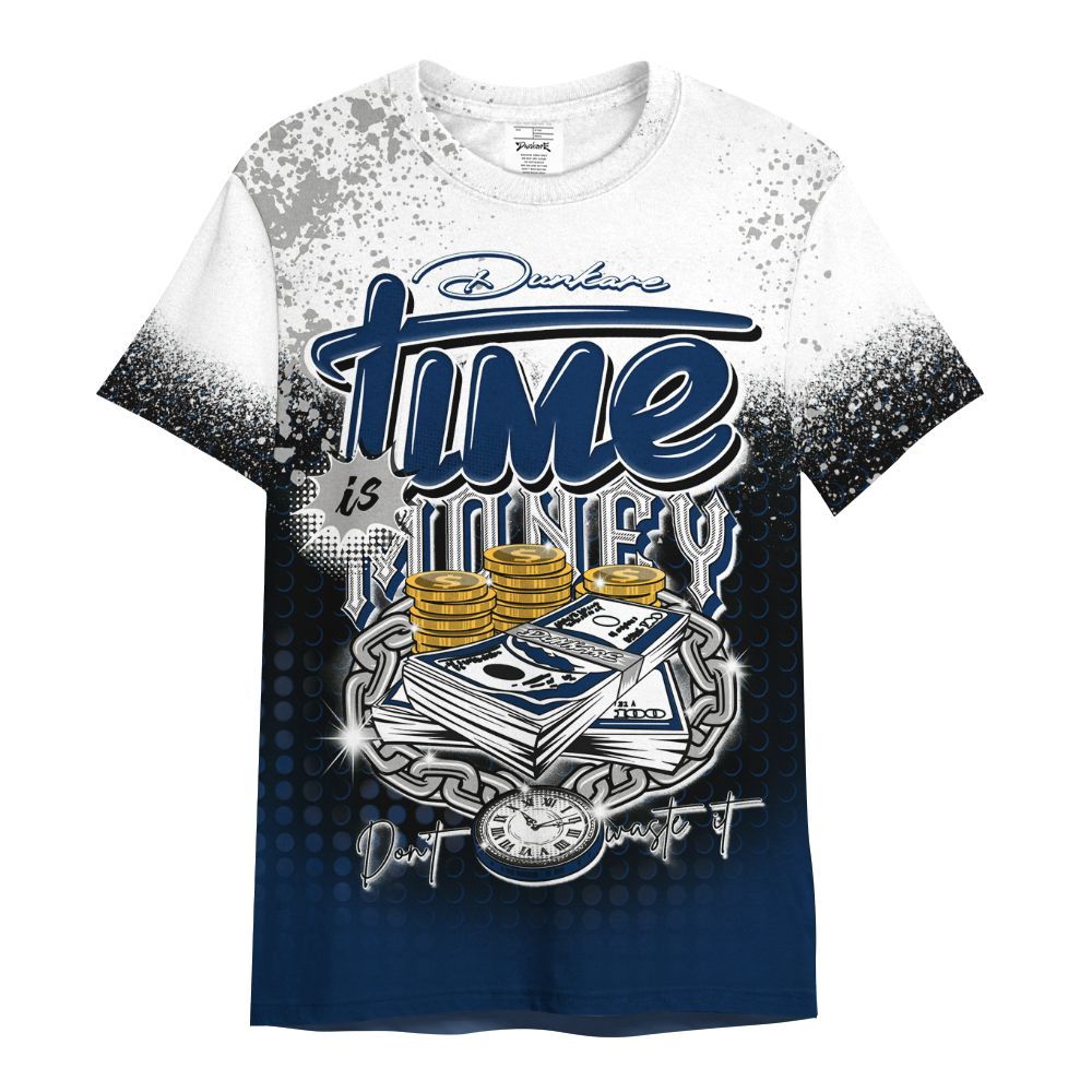 Shirt To Match SB White Navy 4s - Halftone Time Is Money All Over Print