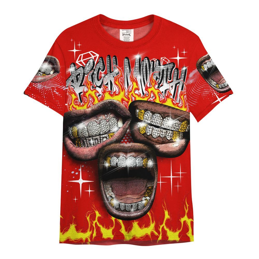Shirt To Match Fire Red 6s - Rich Mouth Fire Rap Retro 90s All Over Print