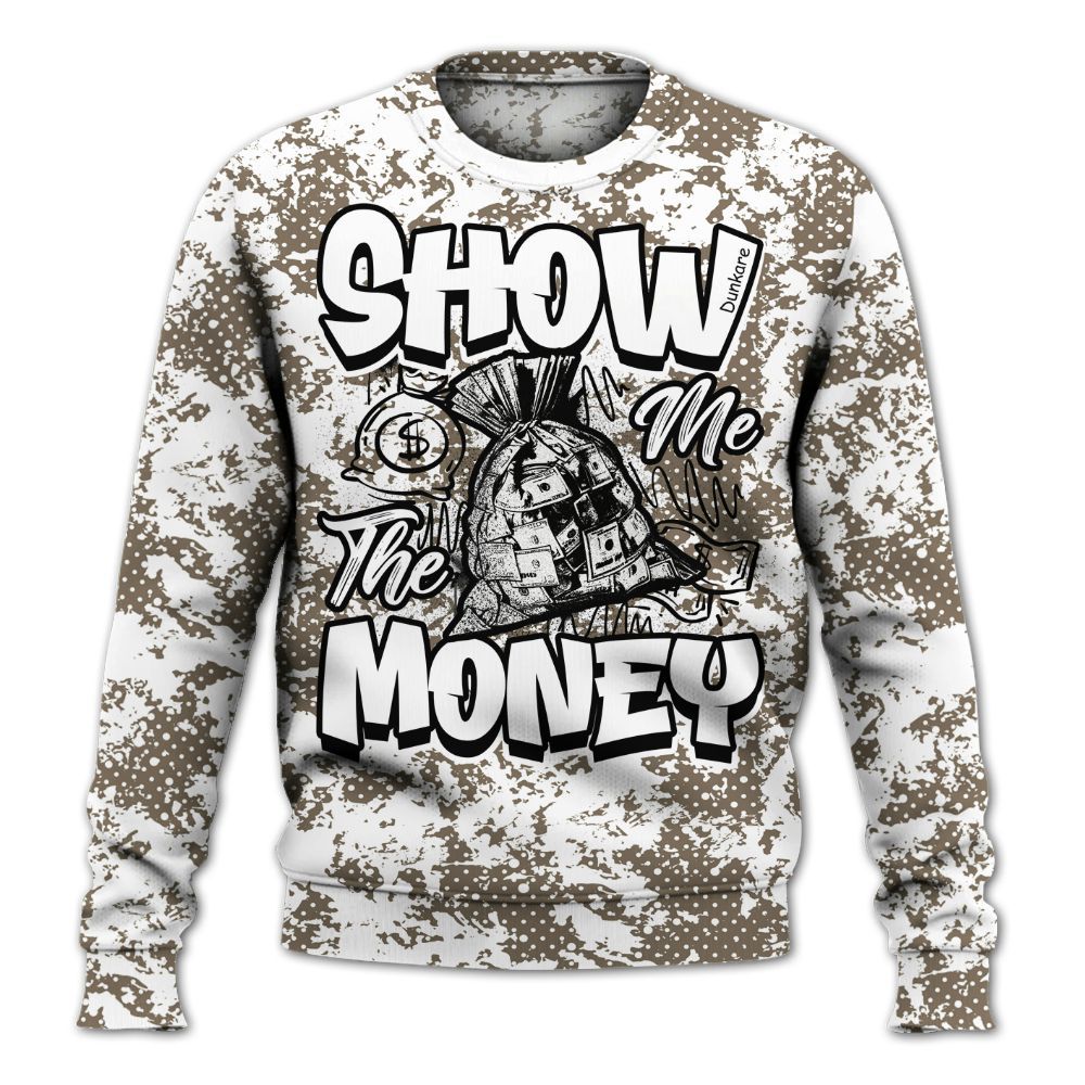 Sweatshirt To Match Low OG Dark Mocha 1s - Show Me The Money Retro All Over Print
