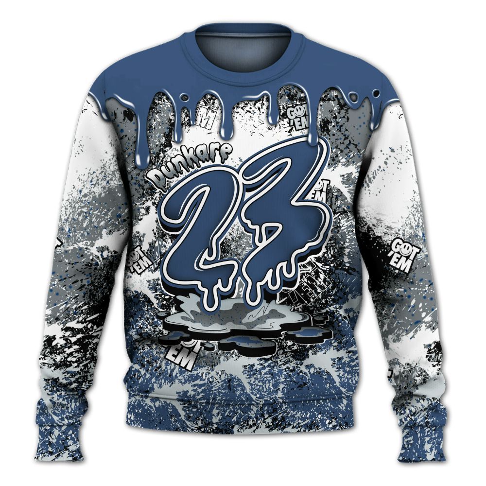 Sweatshirt To Match Midnight Navy 4s - Dripping 23 Drip All Over Print