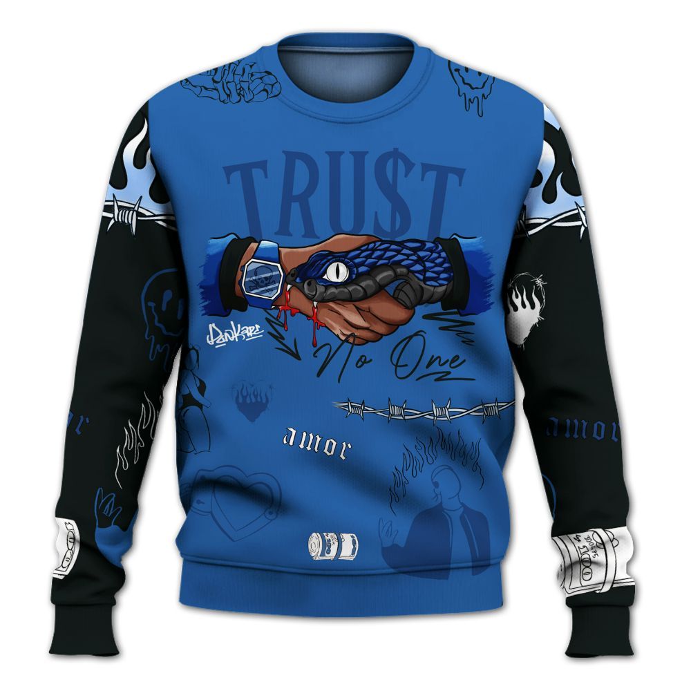 Sweatshirt To Match Brave Blue 13s - Snake Trust No One All Over Print