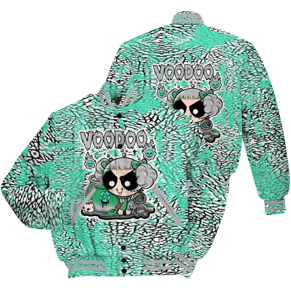 Varsity Jacket To Match Black Green Glow 3s Shirt - Voodooz Heart Grunge All Over Print