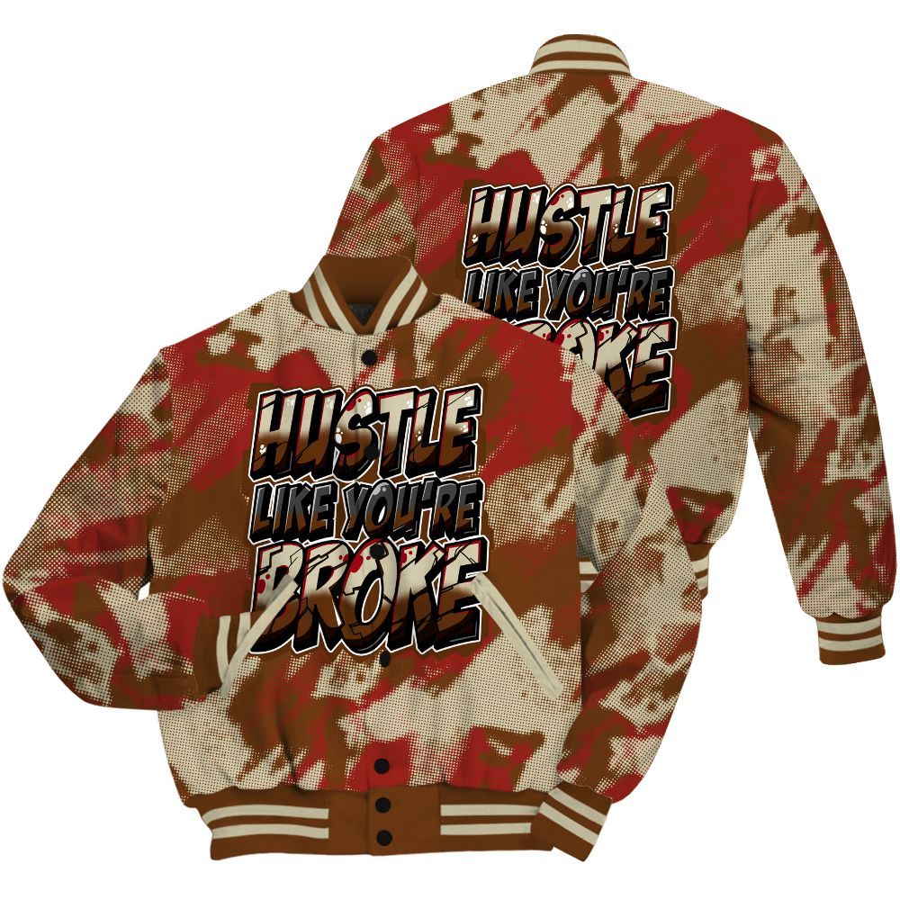 Varsity Jacket To Match Archaeo Brown 5s Shirt - Hustles Like Broke Abstract All Over Print
