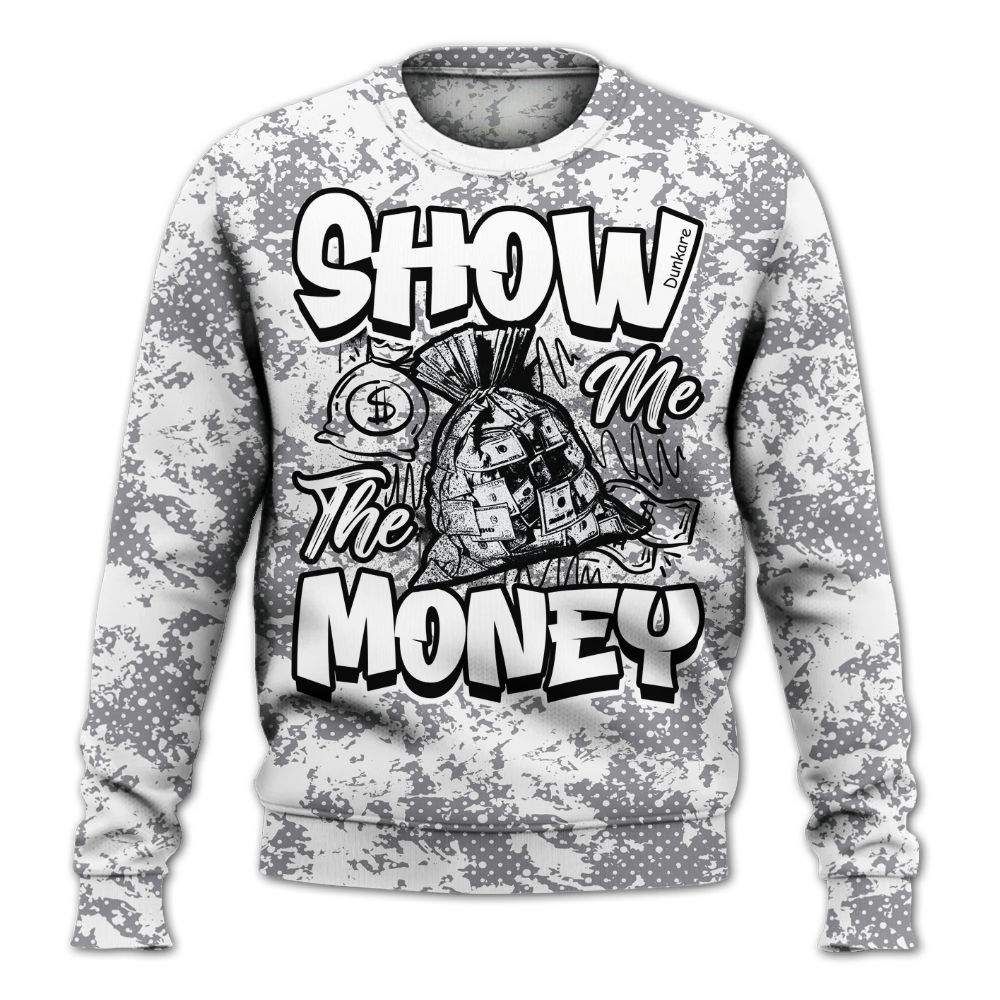 Sweatshirt To Match Cement Grey 11s - Show Me The Money Retro All Over Print