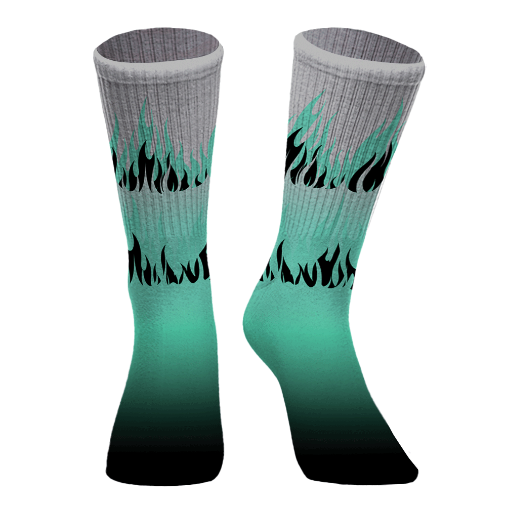 Sock To Match Black Green Glow 3s - Fire Graphics Graphic Unisex