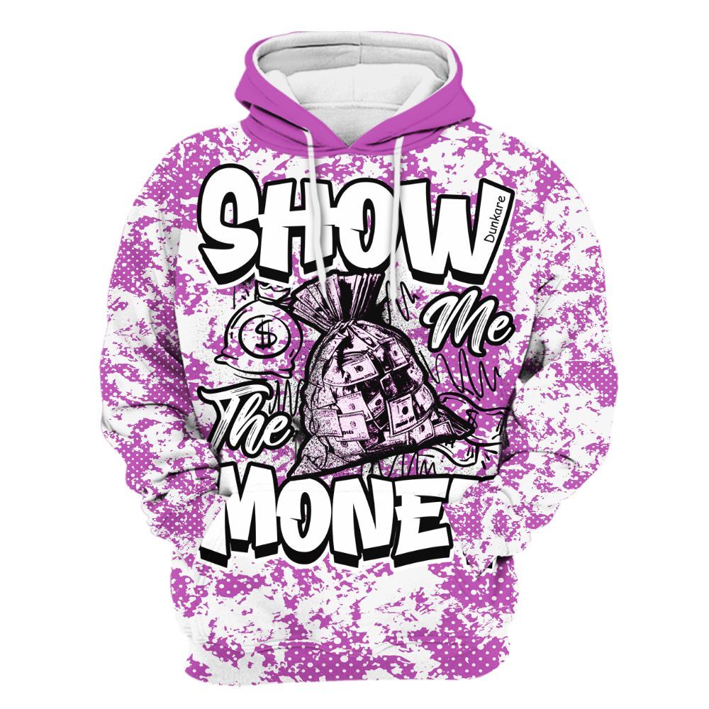 Hoodie To Match Hyper Violet 4s - Show Me The Money Retro All Over Print