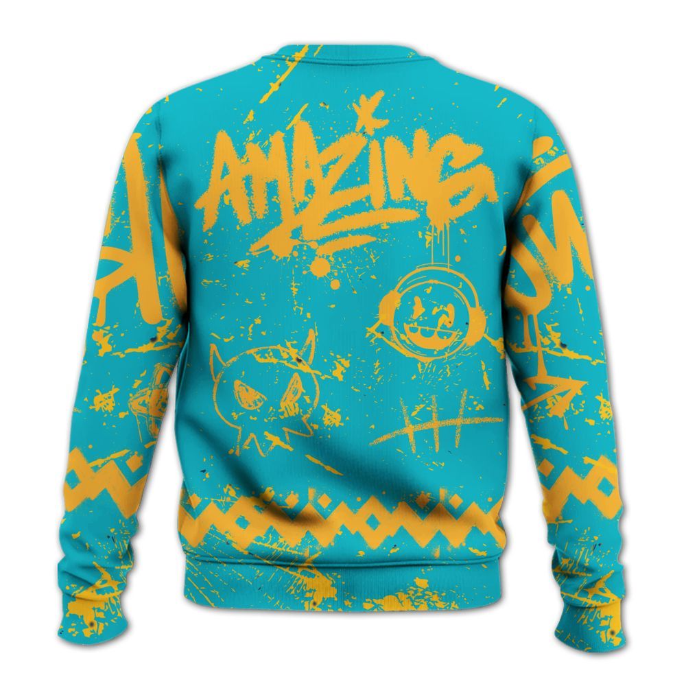 Sweatshirt To Match Retro Aqua 5s - Friday Sneaker Crayon All Over Print