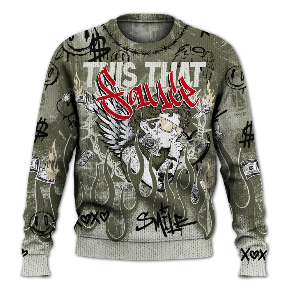 Knitted Sweater To Match Travis Scott Low OG Medium Olive 1s - This That Sauce Angel