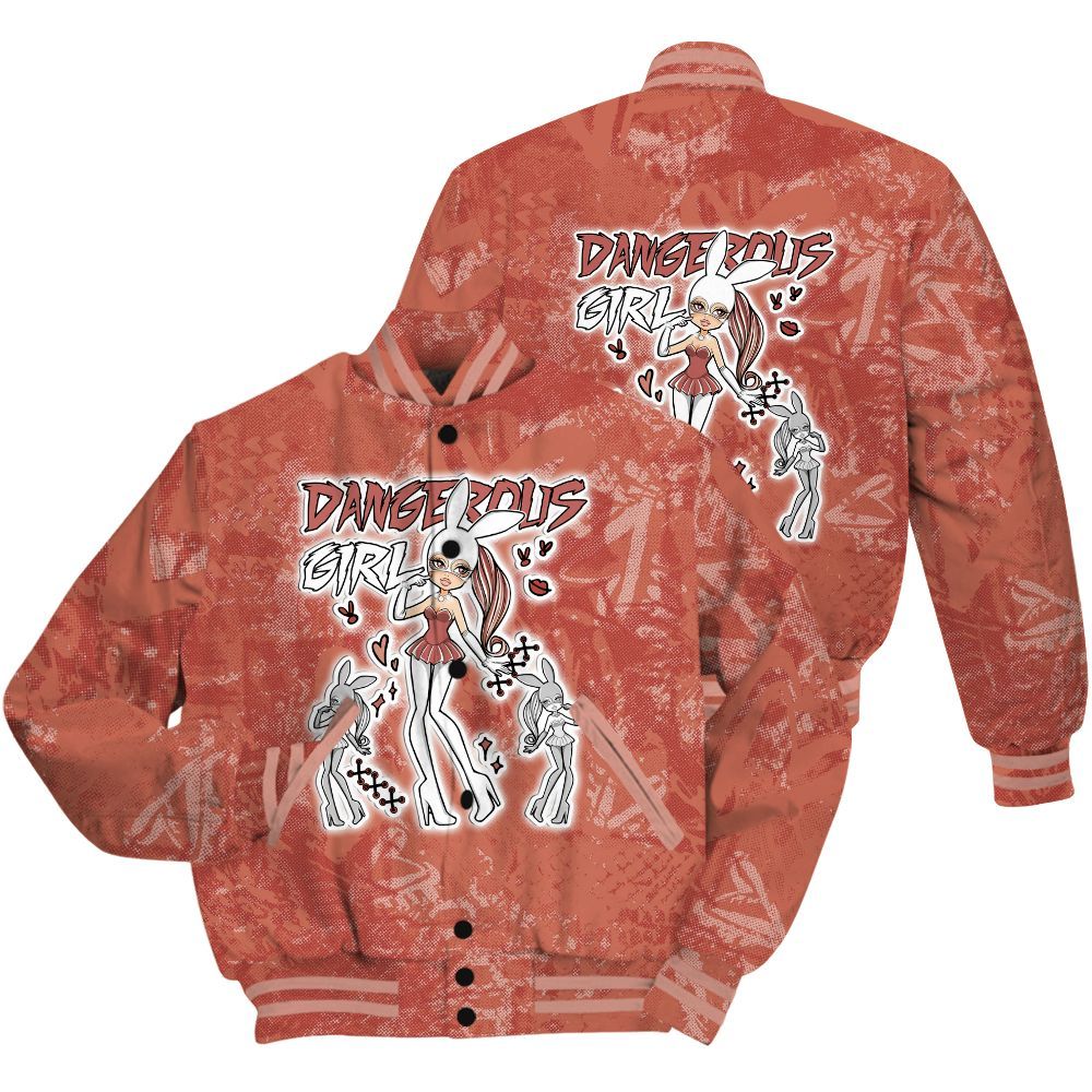Varsity Jacket To Match Dune Red 13s Shirt - Dangerous.Girl Heart Grunge All Over Print