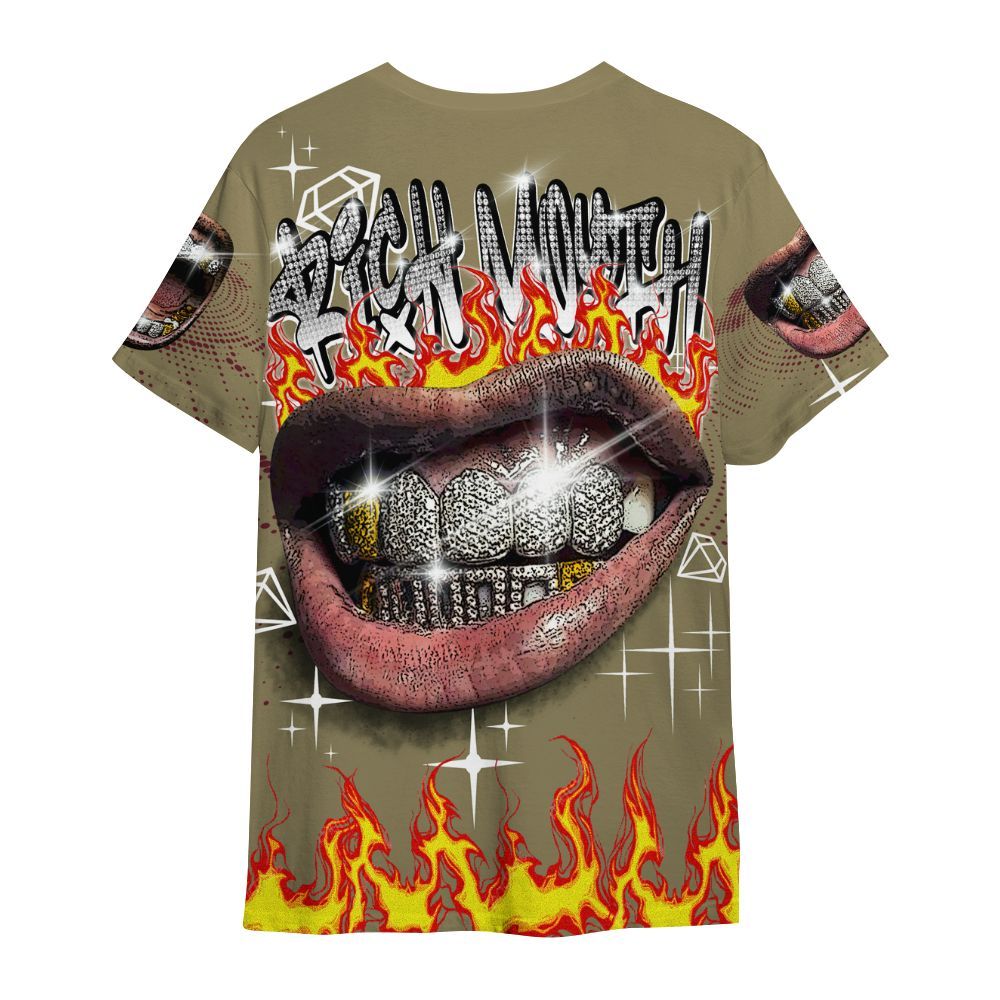 Shirt To Match Black Olive 7s - Rich Mouth Fire Rap Retro 90s All Over Print